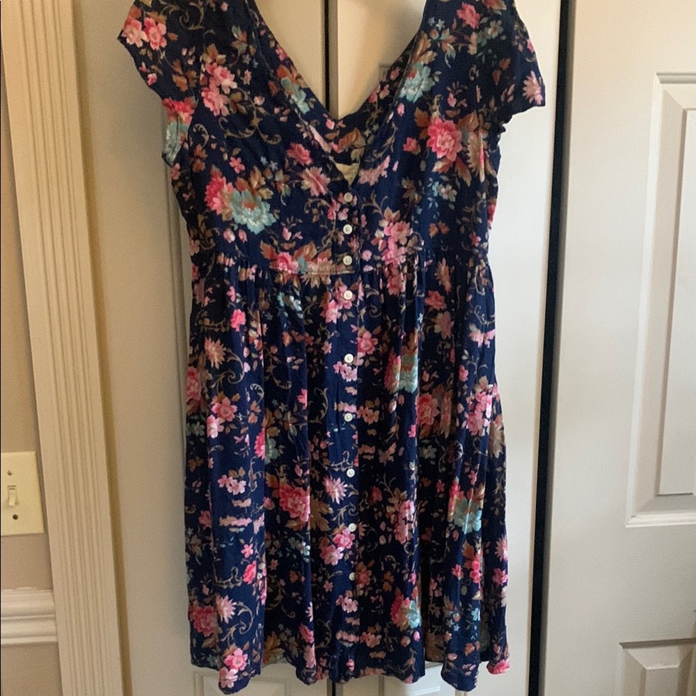 Floral Print Dress in Navy and Pink